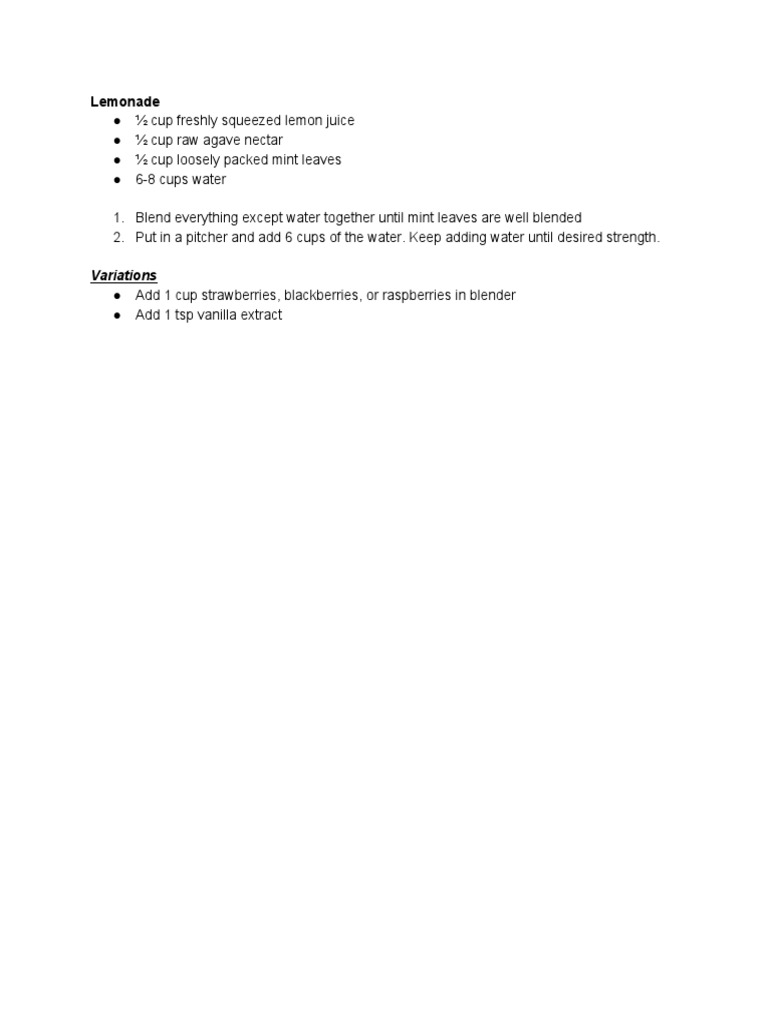 Refreshing Lemonade Recipe PDF | PDF | Cooking, Food & Wine