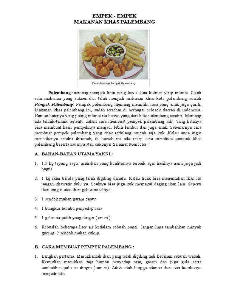 Teks Prosedur Makanan Khas Palembang