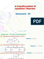 Source Transformation and Super Position Theorem Homework PDF