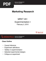 Marketing Research: MRKT 451 Experimentation I