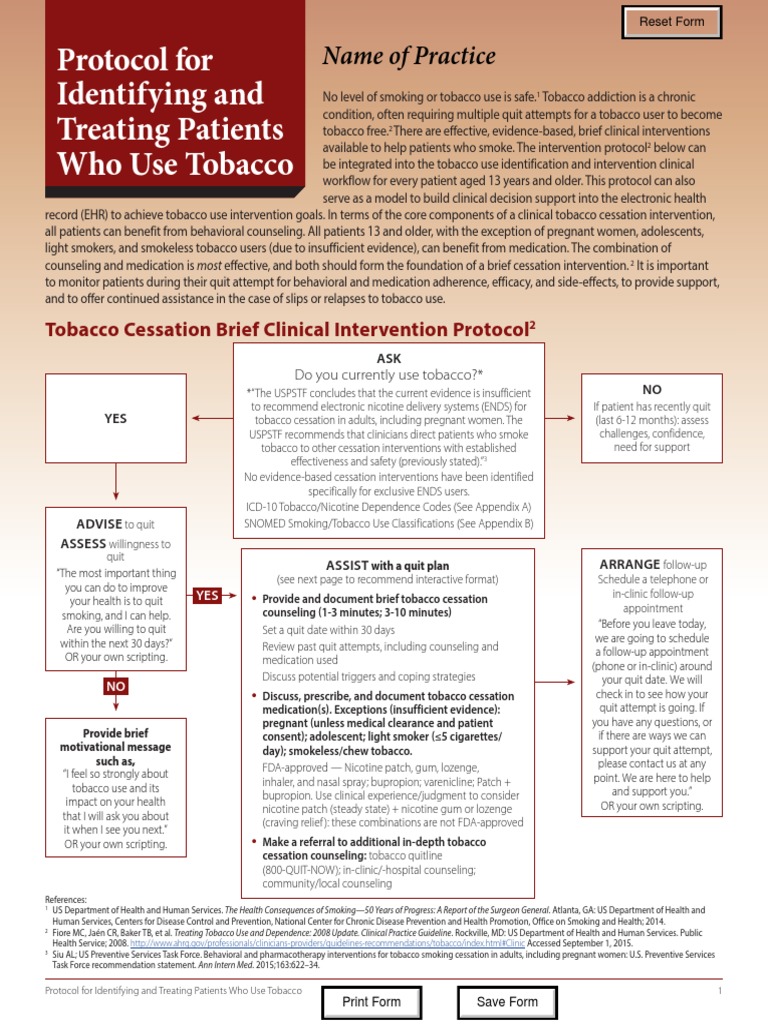 Tobacco Cessation Protocol PDF Smoking Cessation International Statistical Classification