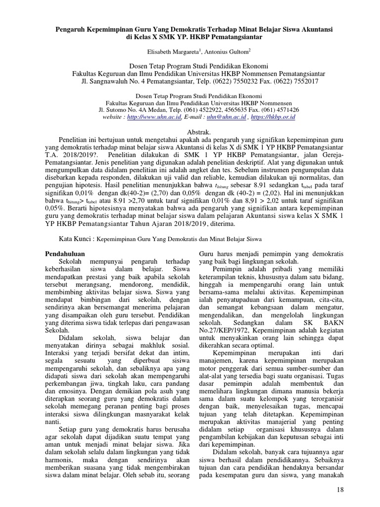 Pengaruh Kepemimpinan Guru Yang Demokratis Terhadap Minat  Pengaruh Kepemimpinan Guru Yang Demokratis Terhadap Minat