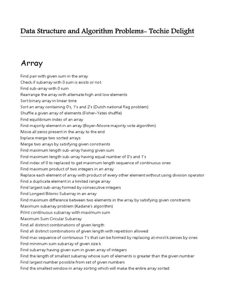 Data Structures and Algorithms Problems | PDF | Dynamic Programming ...