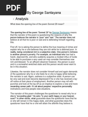 Son 29 Gee Santayana Analysis Pdf Contentment Hapess