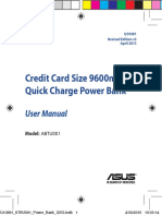 Credit Card Size 9600mah Quick Charge Power Bank: User Manual