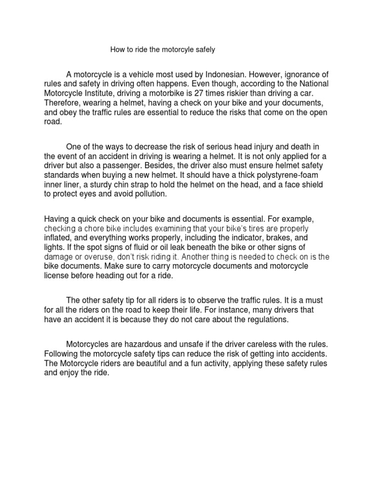 Motorcycle Safety Guidelines | PDF