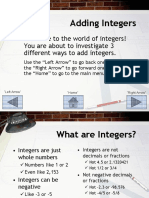 Adding Integers: Welcome To The World of Integers! You Are About To Investigate 3 Different Ways To Add Integers