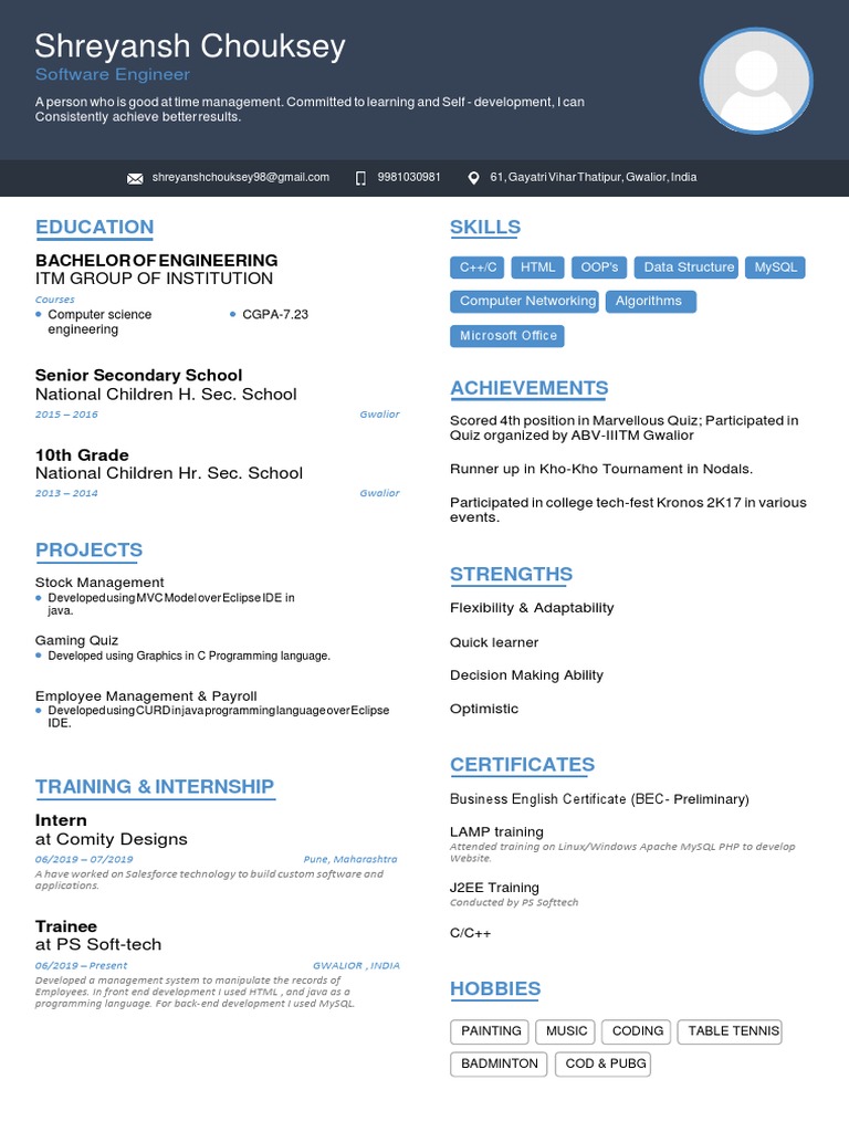 Software Engineer Resume Overview | PDF | Computer Science | Software ...