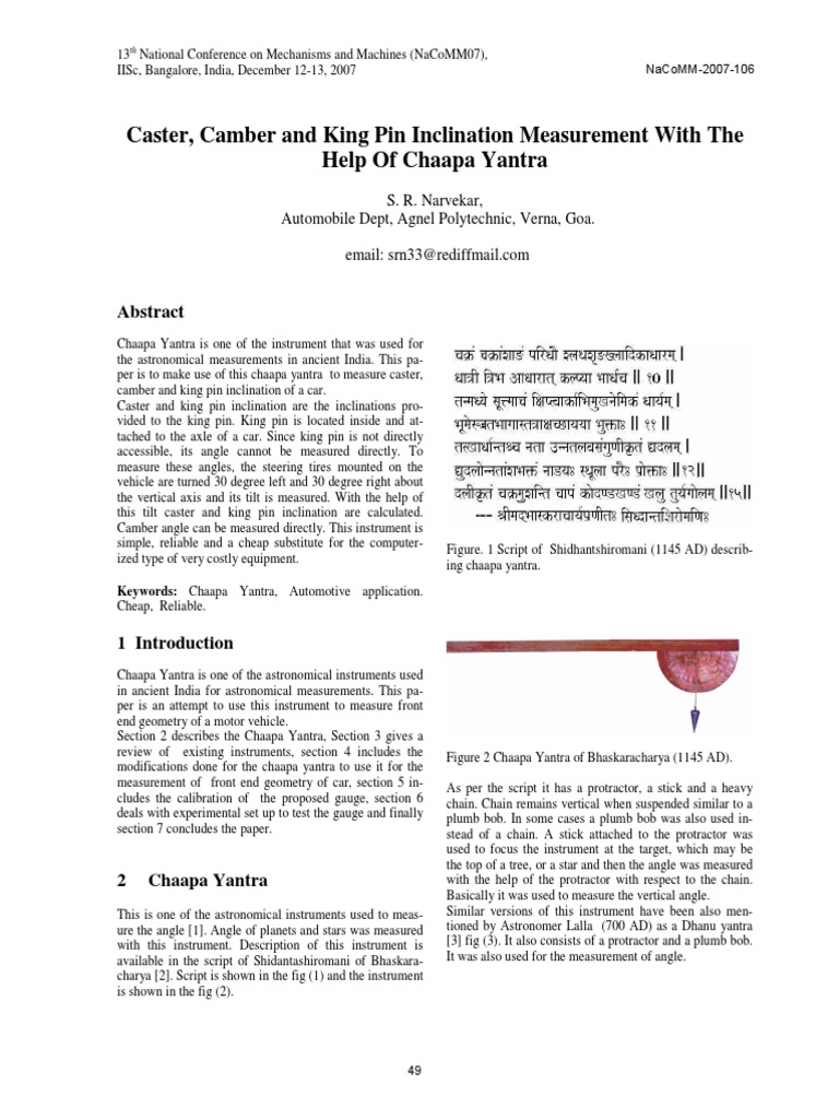 Caster, Camber and King Pin Inclination Measurement With The Help of ...