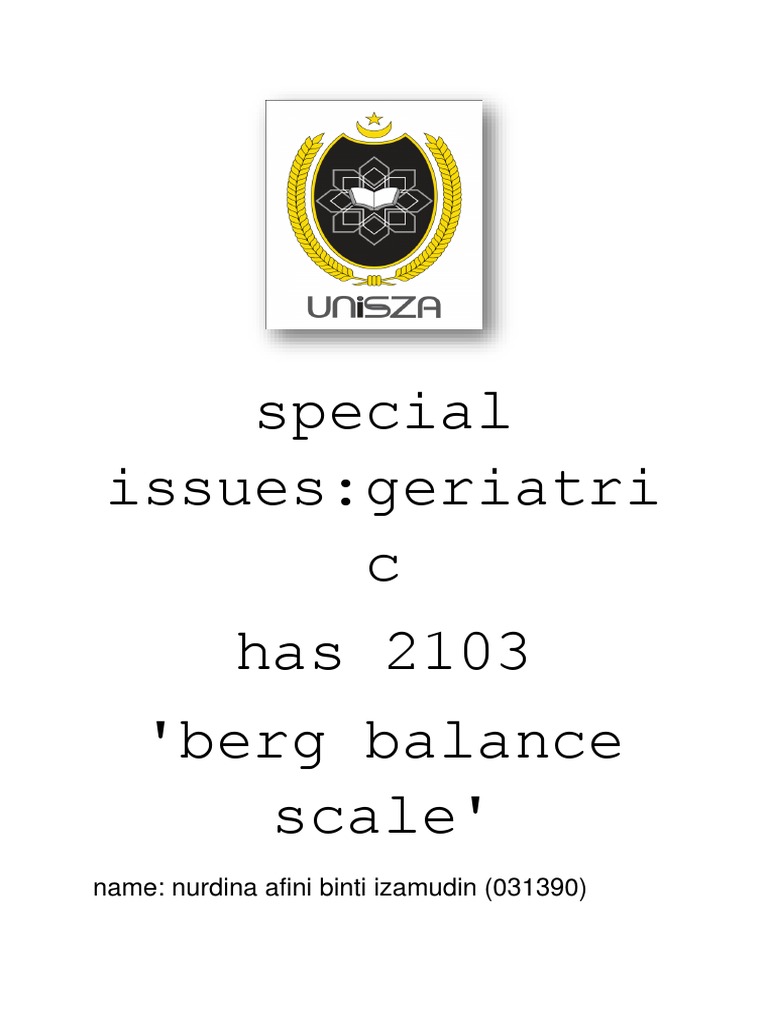 Berg Balance Scale PDF Chair Foot