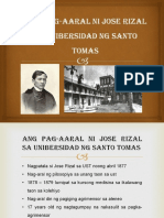 Ang Pag-Aaral Ni Rizal Sa Ust