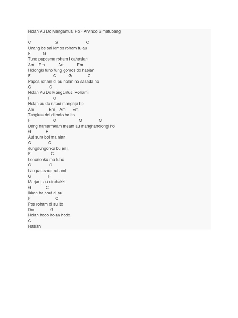 Holan Au Do Mangantusi Ho Lirik Lagu