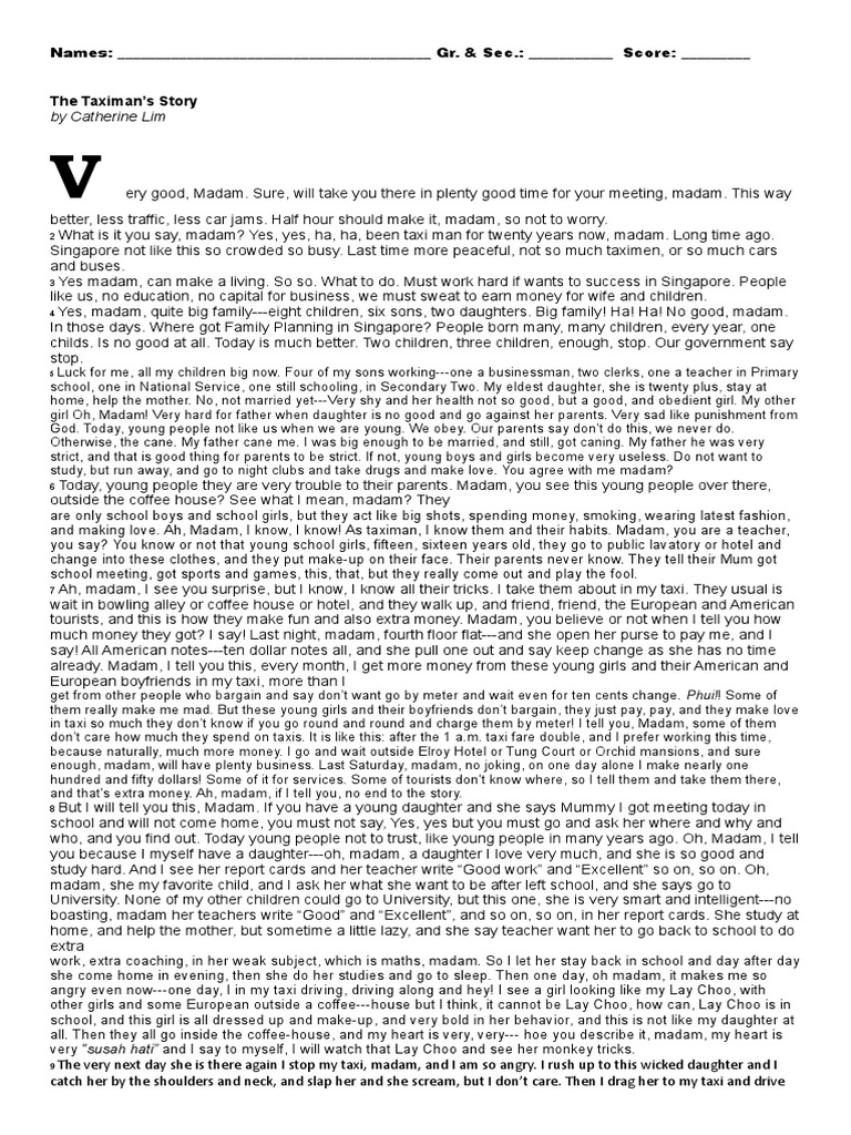 The Taximan's Story PDF Narration