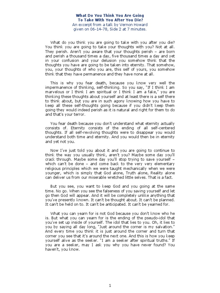 Vernon Howard Transcript | PDF | Religious Belief And Doctrine