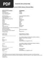 Passport Application Form Government of INDIA, Ministry of External Affairs
