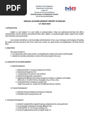 Annual Accomplishment Report in English
