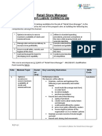 Curriculum Syllabus Template Level - 7 Retail Store Manager