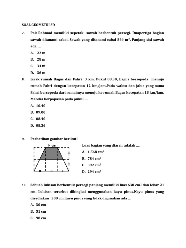 Soal Geometri Sd