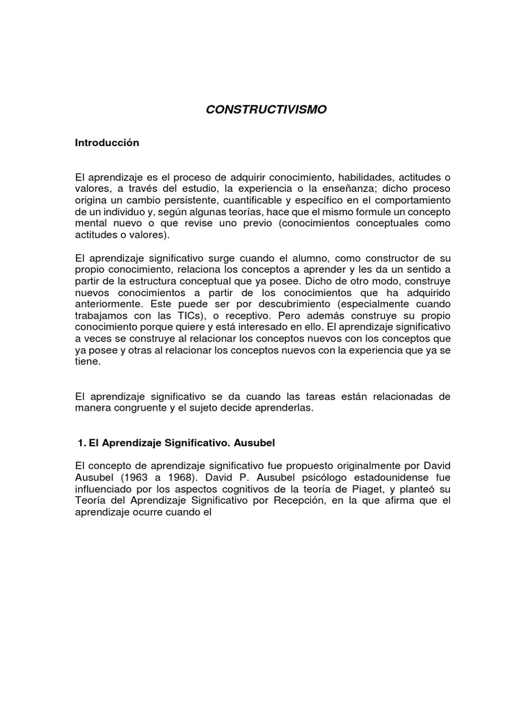 Teoria | PDF | Constructivismo (filosofía de la educación) | Aprendizaje