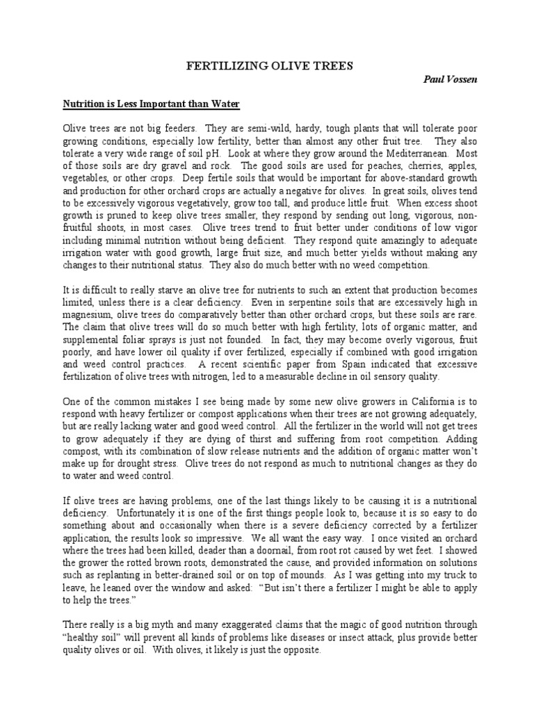 Fertilizing Olive Trees Nutrition Is Less Important Than Water PDF