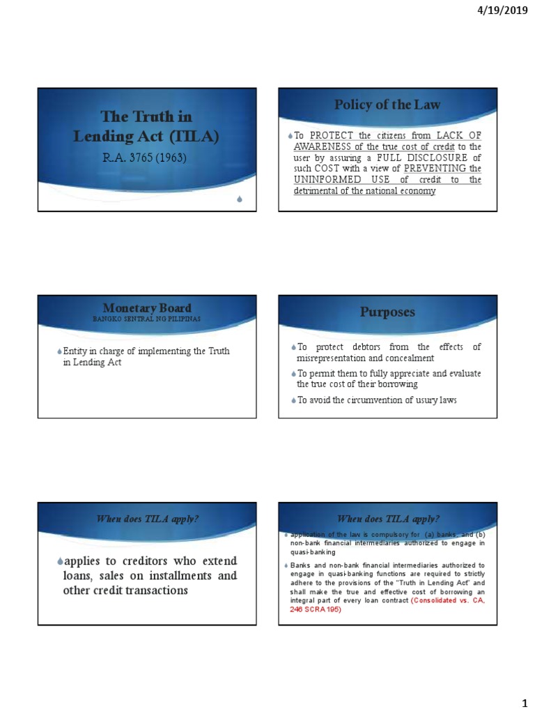 TILA Shared PDF | PDF | Truth In Lending Act | Credit Card