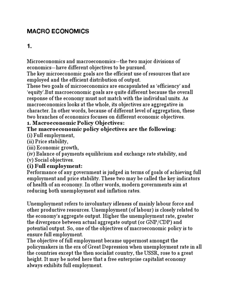 Navigating Macroeconomic Policy Objectives and Instruments An InDepth