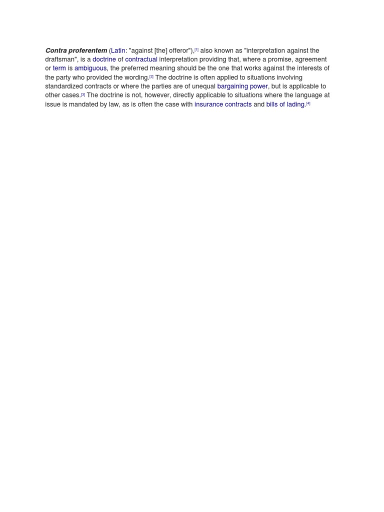 Contra proferentem rule for ambiguous contracts PDF