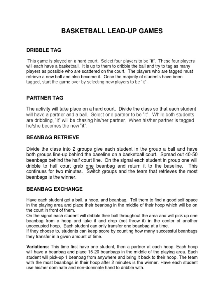 Basketball LeadUp Games 2013 PDF Athletic Sports Games Of