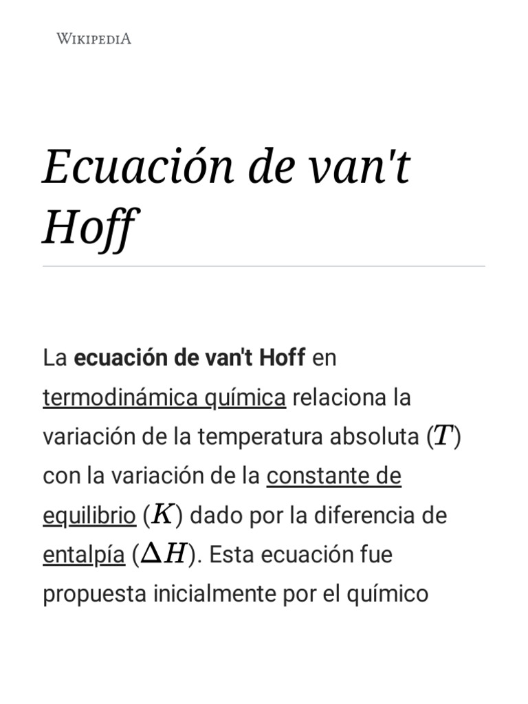 Ecuación de Van't Hoff PDF