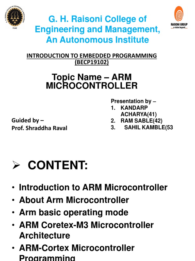 Introduction to ARM Microcontroller | PDF | Arm Architecture ...
