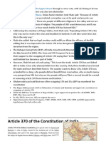Article 370 of the Indian Constitution and Jammu & Kashmir's Special Status