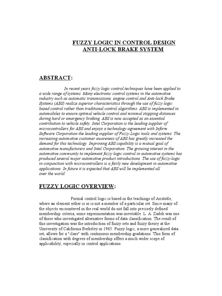 Fuzzy Logic in Control Design | PDF