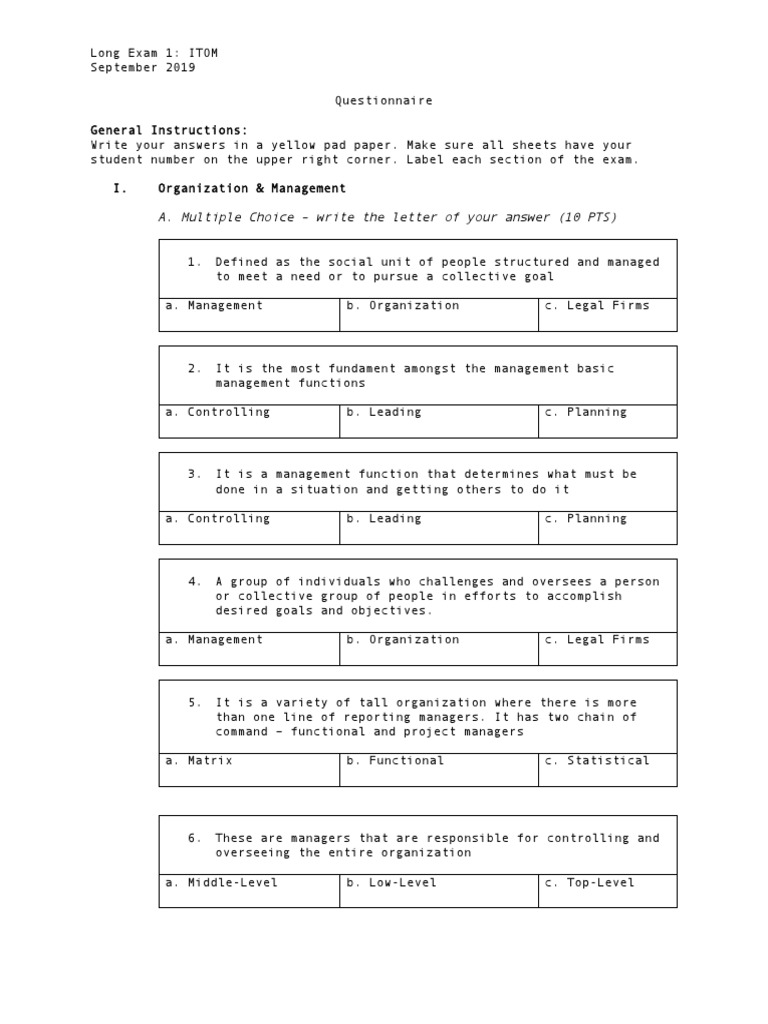 ITOM Exam for Management Students | PDF | Corporate Social ...