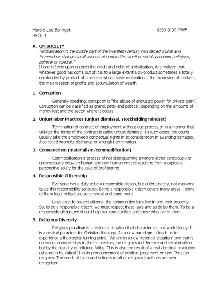 Cfe Outline | PDF | Pollution | Citizenship