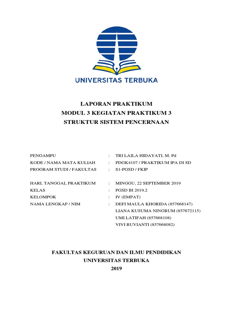 Laporan Praktikum Struktur Sistem Pencernaan Media Ilmu - Riset