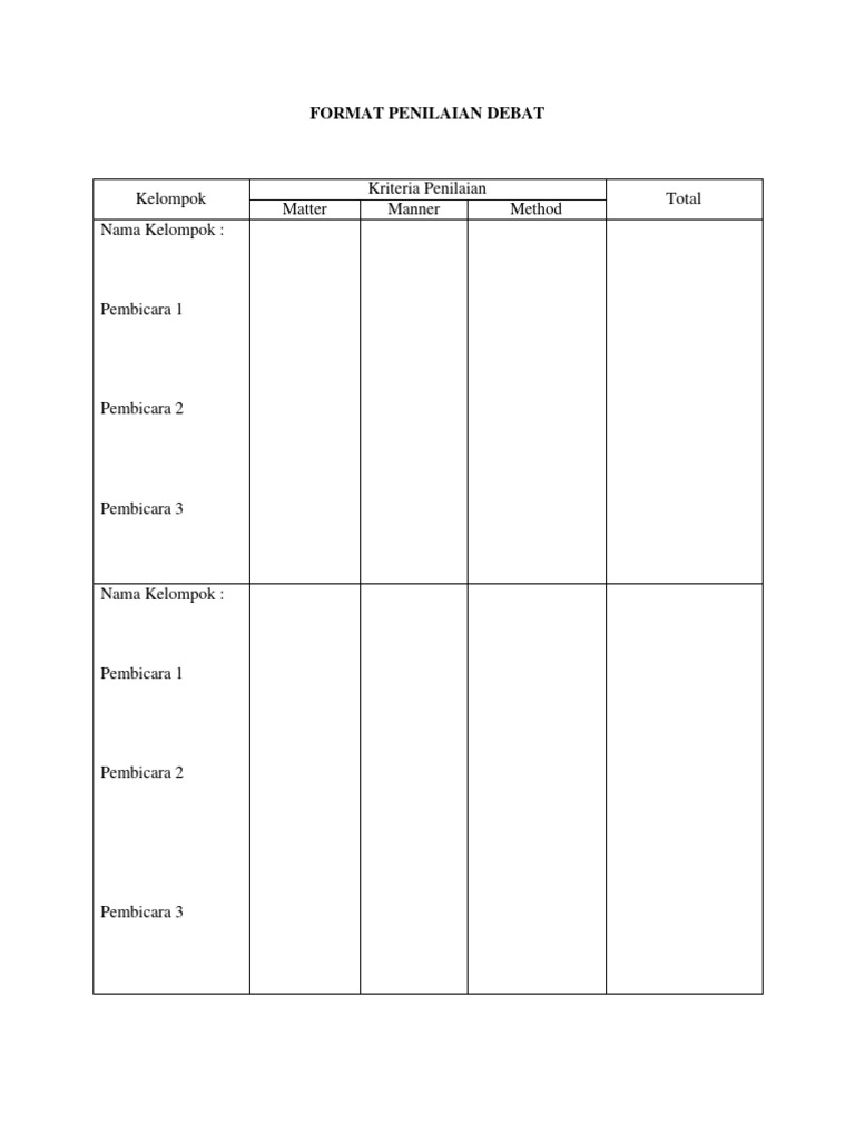 Format Penilaian Debat Pdf
