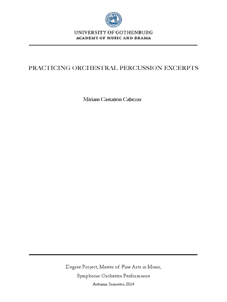 Practicing Orchestral Percussion Excerpts Miriam Castañón Cabezas