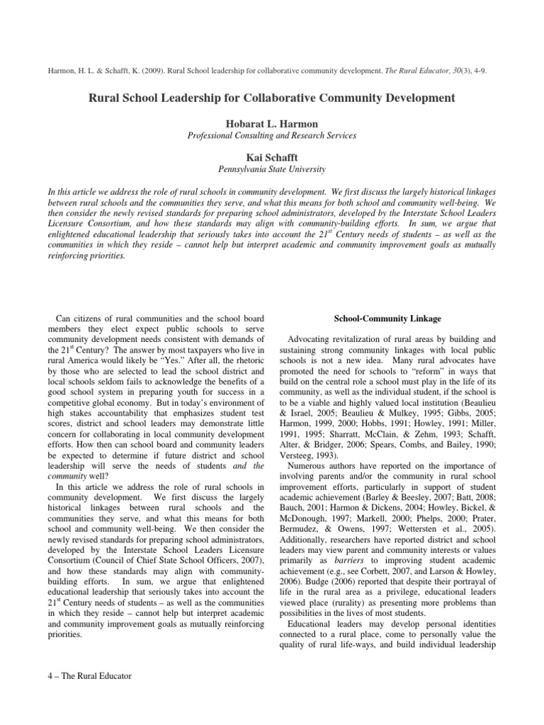 Rural School Leaders 2009 | PDF | Collaboration | Leadership