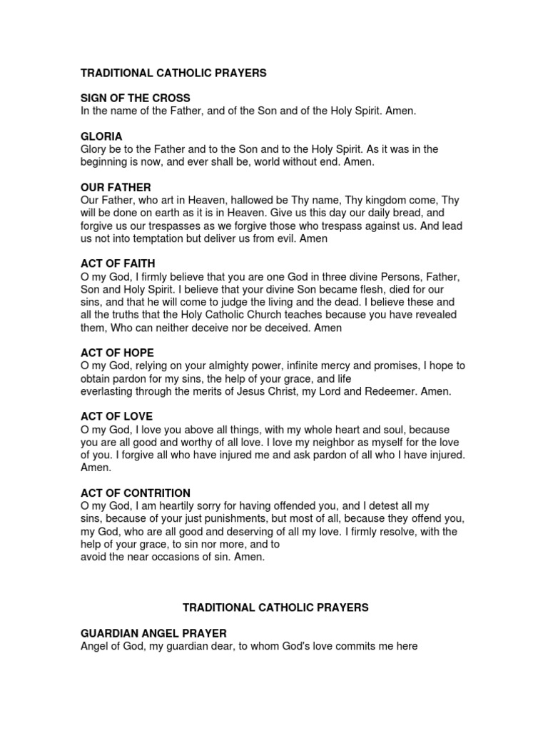 Traditional Catholic Prayers Guide | PDF | Lord's Prayer | God The Father