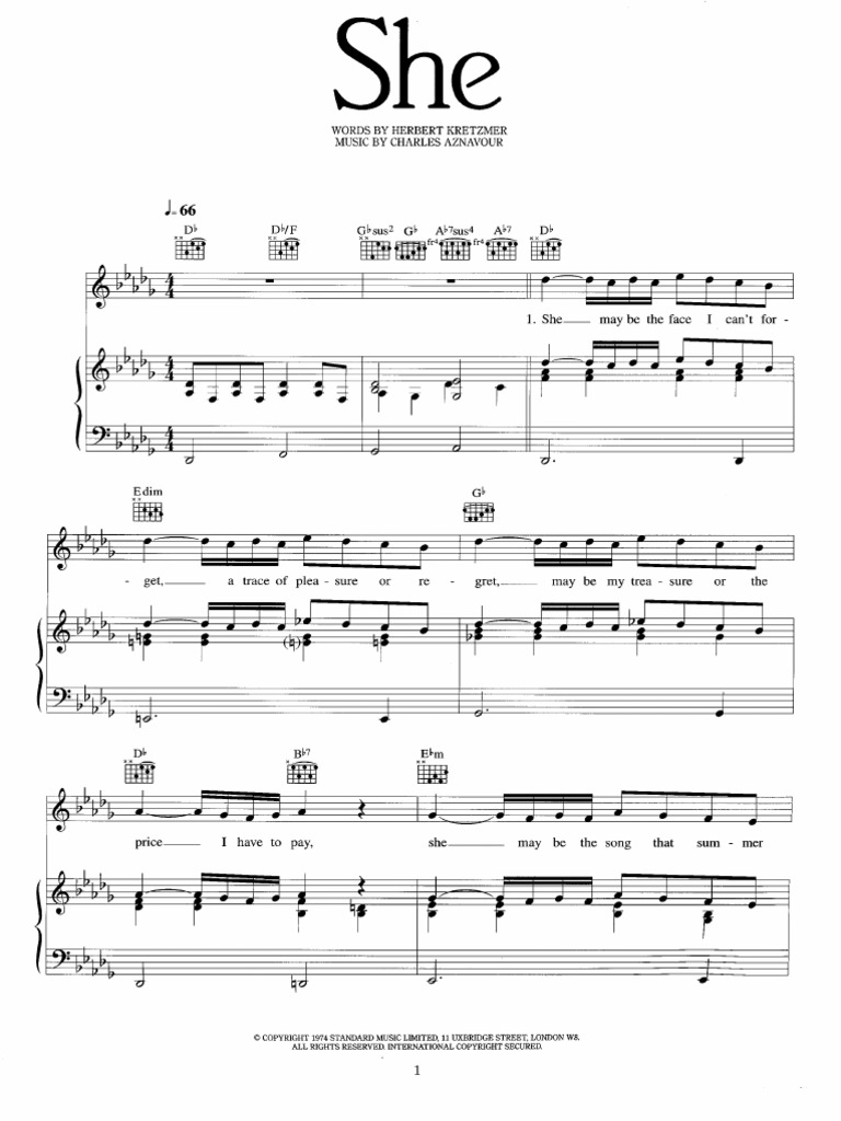Elvis Costello She Music Sheet