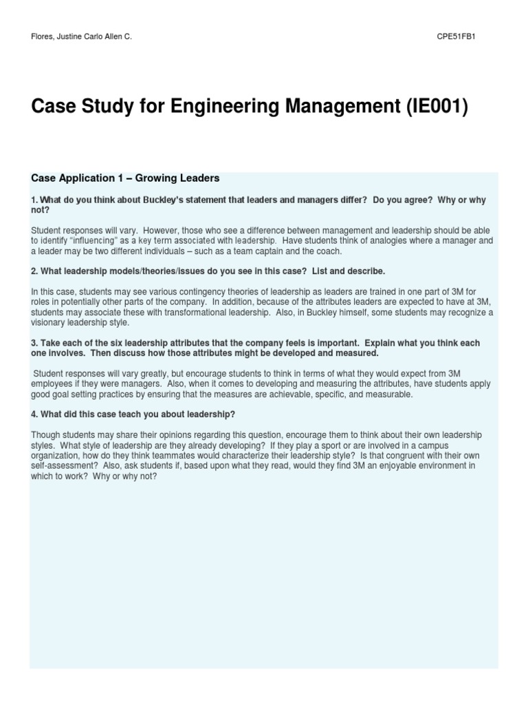 case study engineering manager