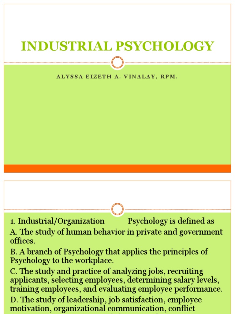 Industrial Psychology | PDF | Industrial And Organizational Psychology ...