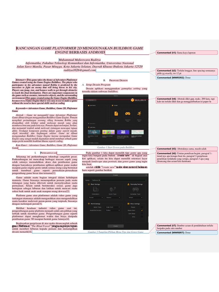 Rancangan Game Platformer 2D Buildbox | PDF