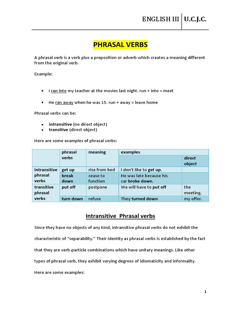 Session 4 Phrasal Verbs Theory and Class Exercises 1 | PDF | Verb ...