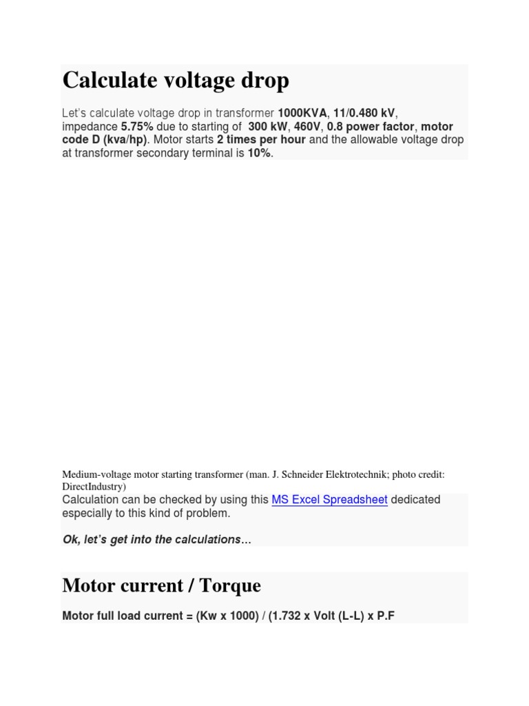 Transformer Voltage Drop Calculation | PDF | Transformer | Quantity