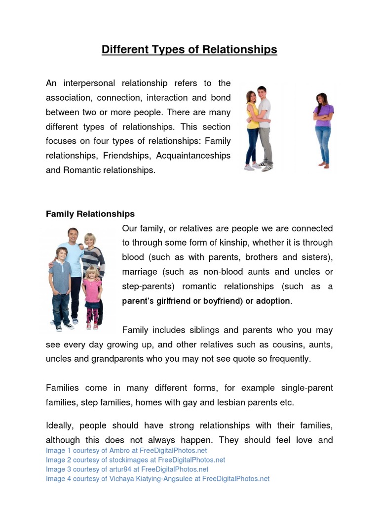 Different Types Of Relationships Pdf Friendship Kinship