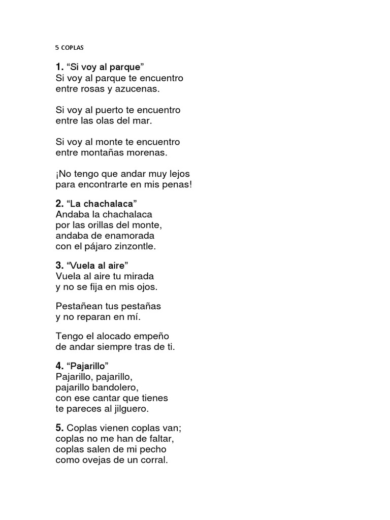 Cinco coplas y adivinanzas para niños | PDF | Gatos