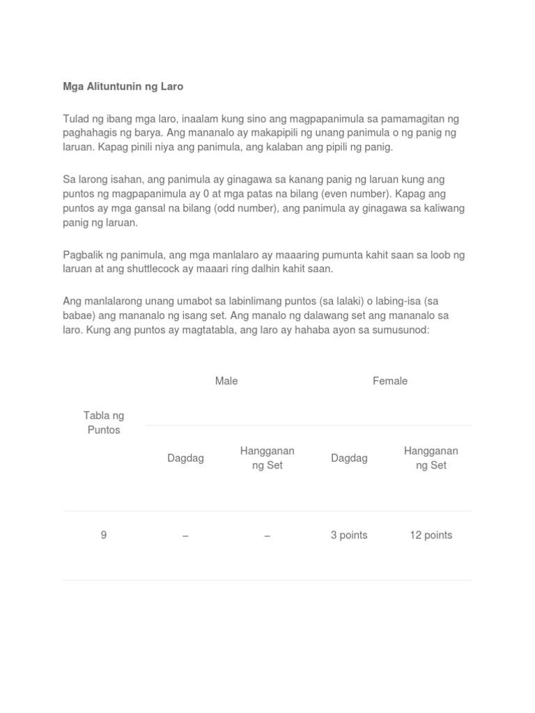 Badminton Rules Only PDF