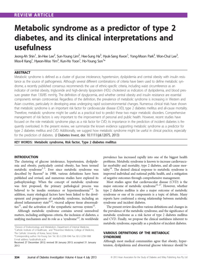 Metabolic Syndrome and Type 2 Diabetes Risk | PDF | Metabolic Syndrome ...