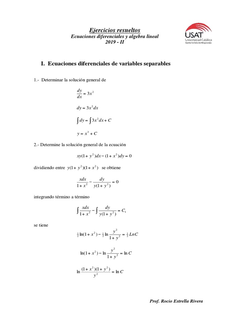 2.Ejercicios Resueltos (Variables Separables - Reducible a v.S) (1 ...